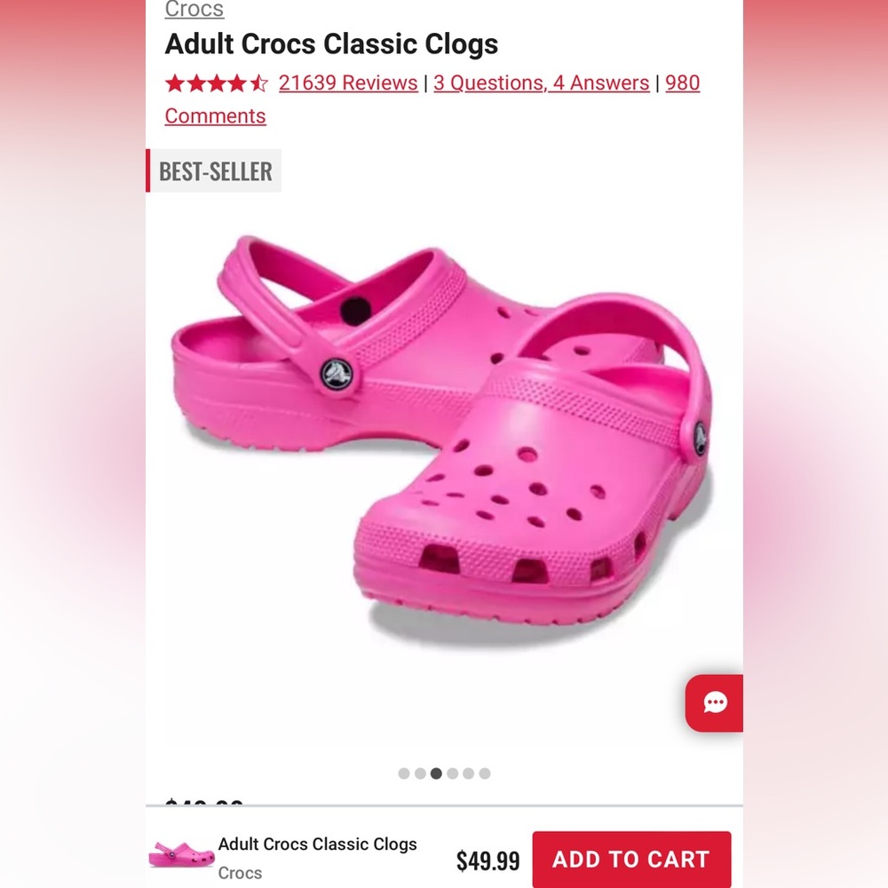 HOT PINK CROCS Size 9